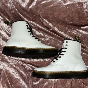 Dr. Martens Zavala White Combat Lace Up Boots